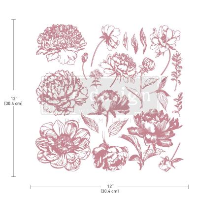 CLEARLY-ALIGNED DÉCOR STAMPS – Linear Floral – 12×12 clear cling