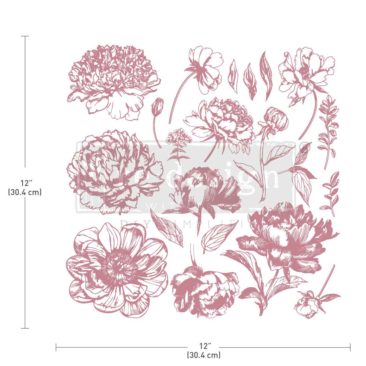 CLEARLY-ALIGNED DÉCOR STAMPS – Linear Floral – 12×12 clear cling