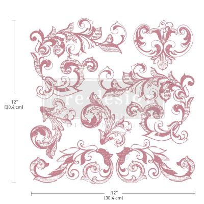 CLEARLY-ALIGNED DÉCOR STAMPS – Elegant Scrolls – 12×12 clear cling