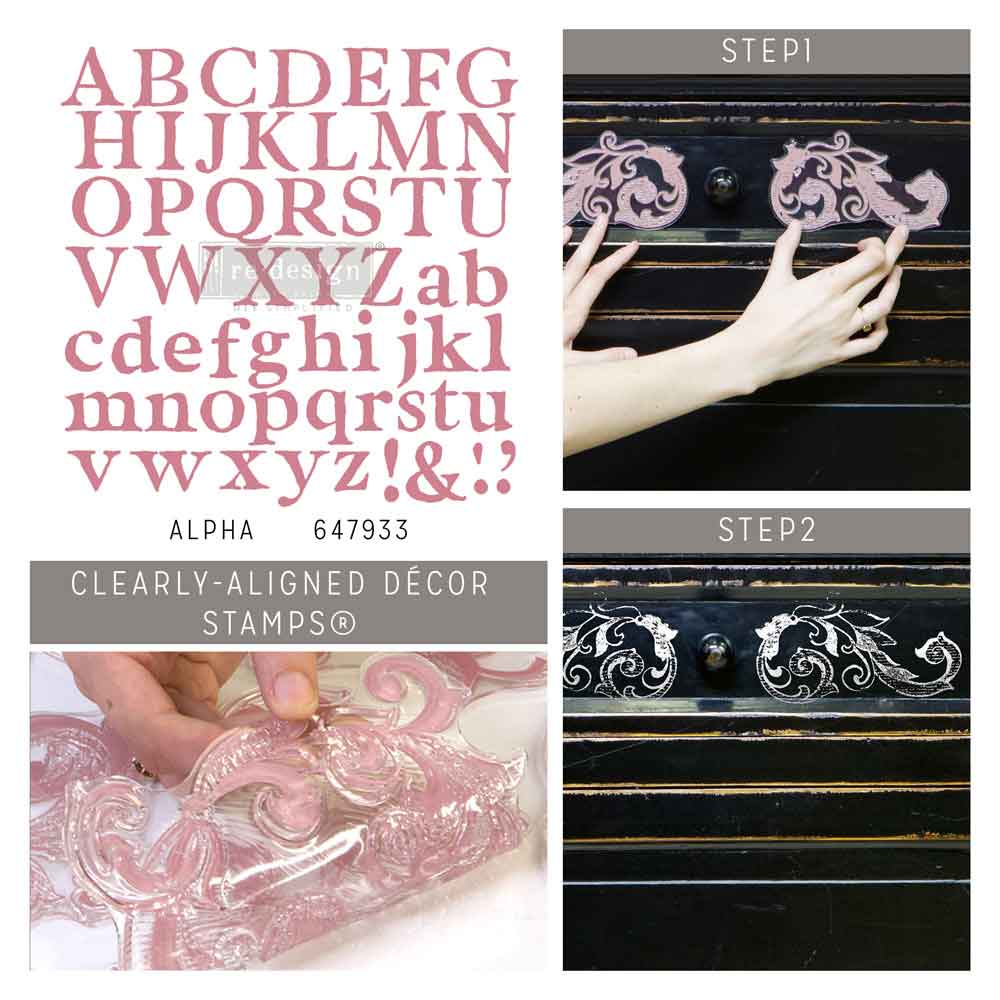 CLEARLY-ALIGNED DÉCOR STAMPS – Alpha – 12×12 clear cling