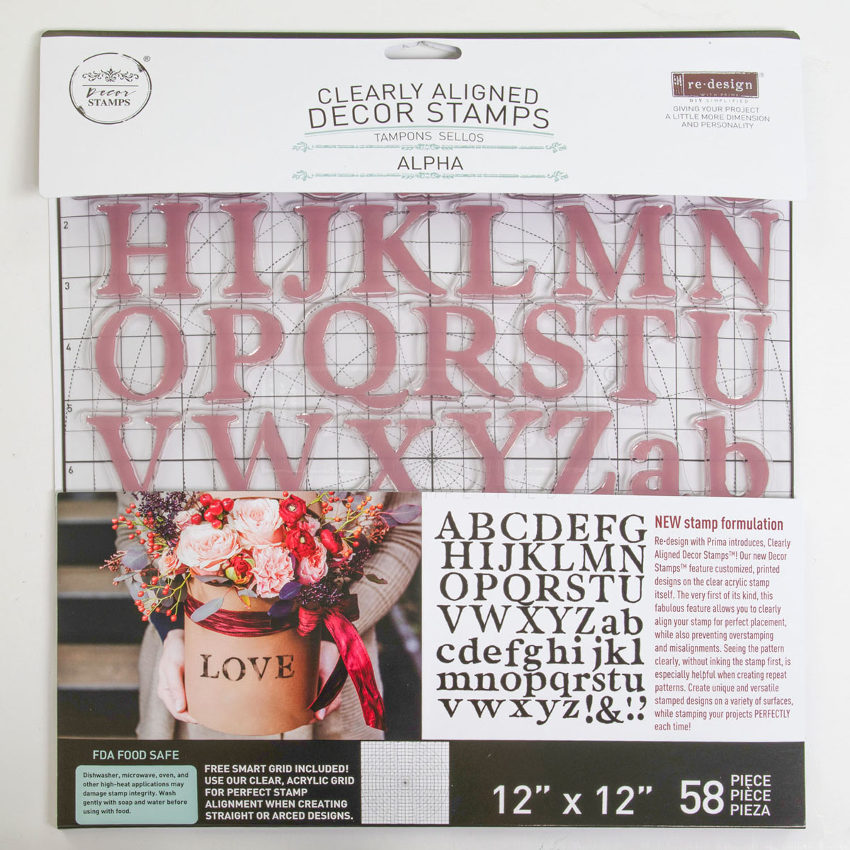 CLEARLY-ALIGNED DÉCOR STAMPS – Alpha – 12×12 clear cling