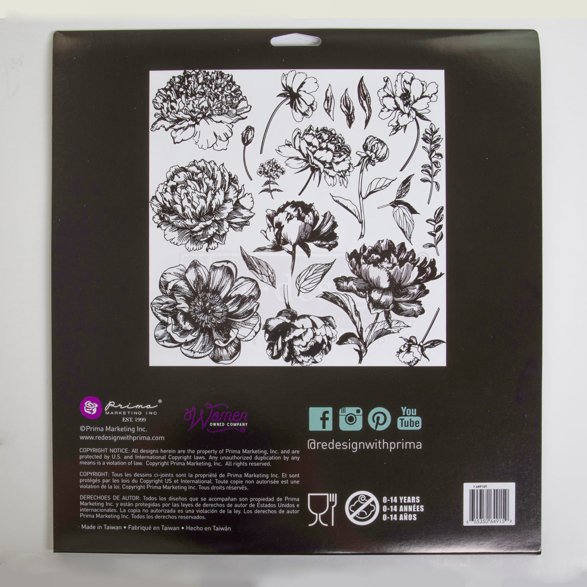 CLEARLY-ALIGNED DÉCOR STAMPS – Linear Floral – 12×12 clear cling