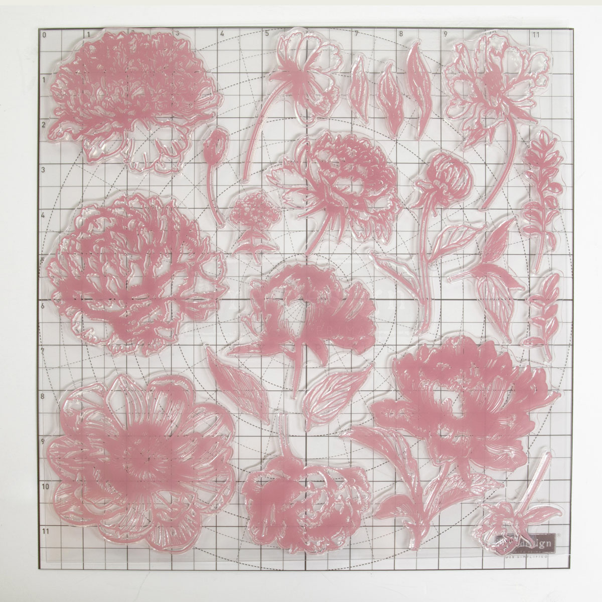 CLEARLY-ALIGNED DÉCOR STAMPS – Linear Floral – 12×12 clear cling