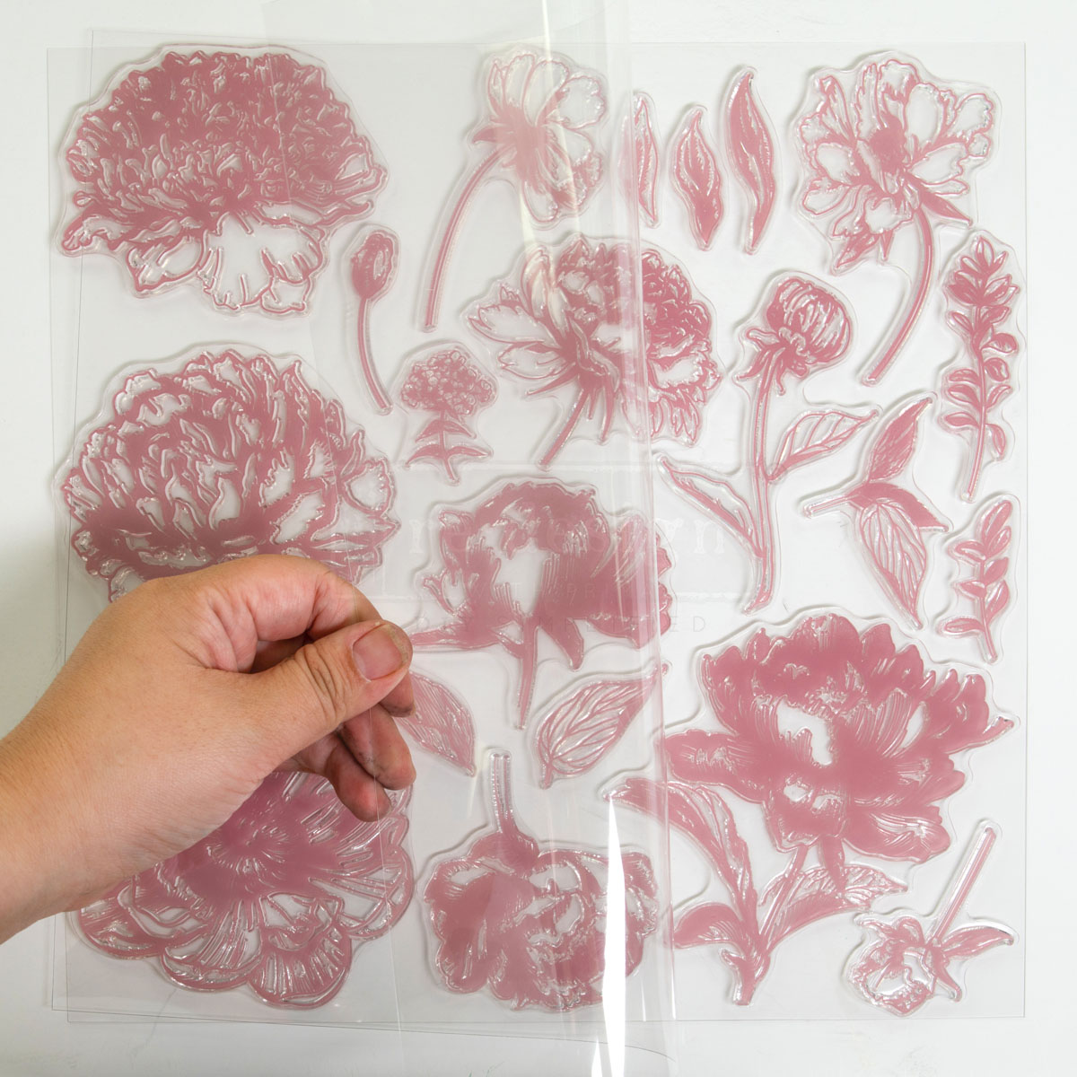 CLEARLY-ALIGNED DÉCOR STAMPS – Linear Floral – 12×12 clear cling