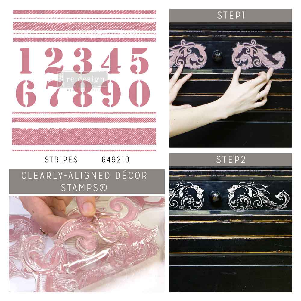 CLEARLY-ALIGNED DÉCOR STAMPS – Stripes – 12×12 clear cling