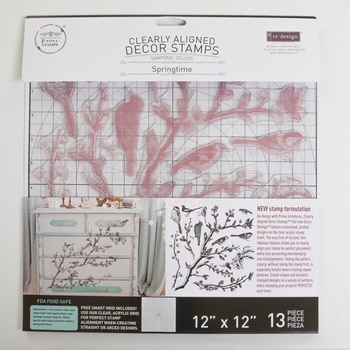 CLEARLY-ALIGNED DÉCOR STAMPS – Springtime – 12×12 clear cling