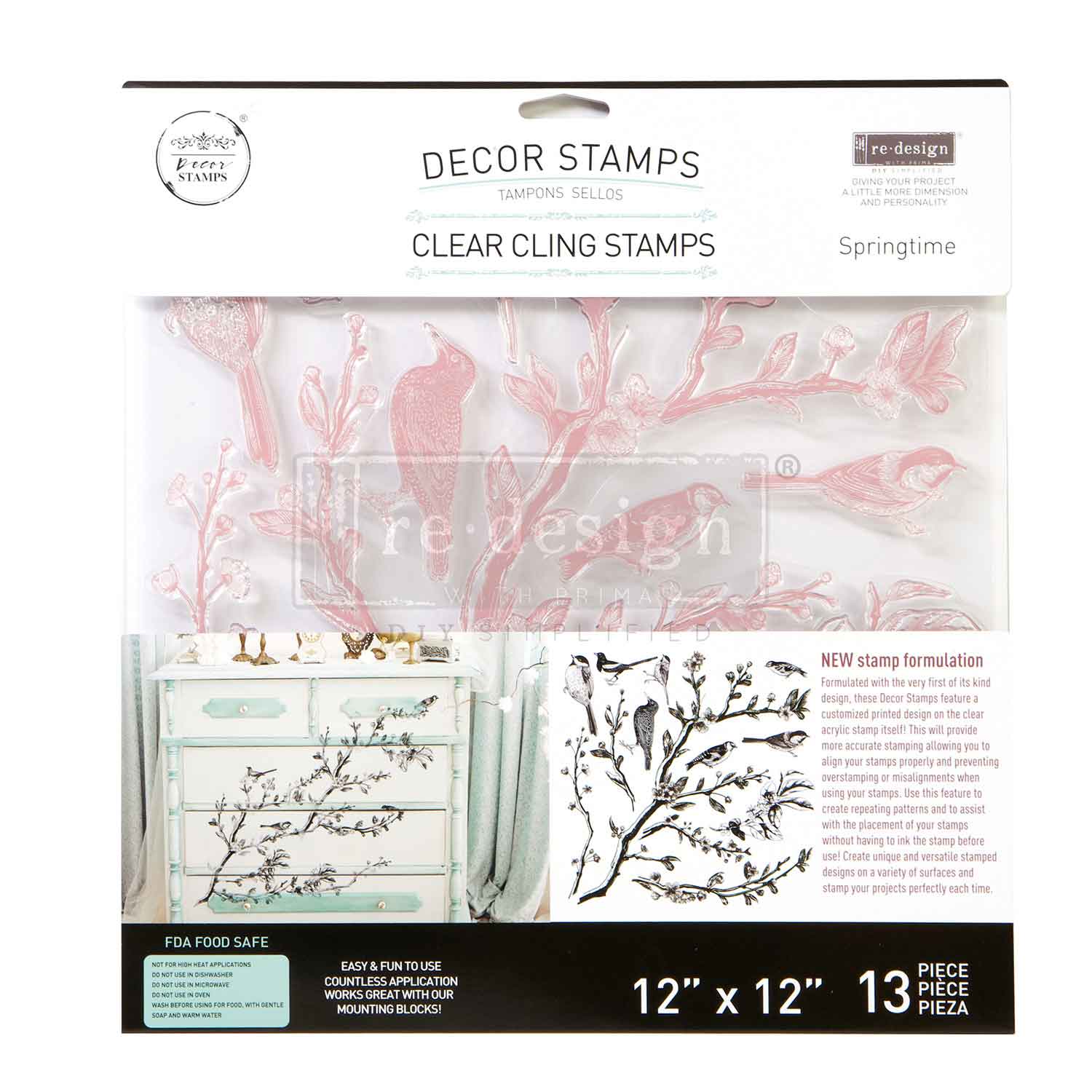 CLEARLY-ALIGNED DÉCOR STAMPS – Springtime – 12×12 clear cling