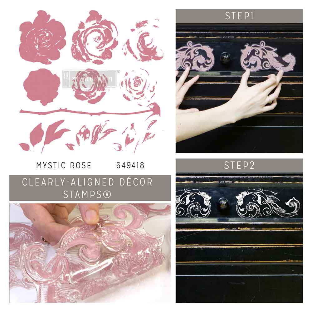 CLEARLY-ALIGNED DÉCOR STAMPS – Mystic Rose – 12×12 clear cling