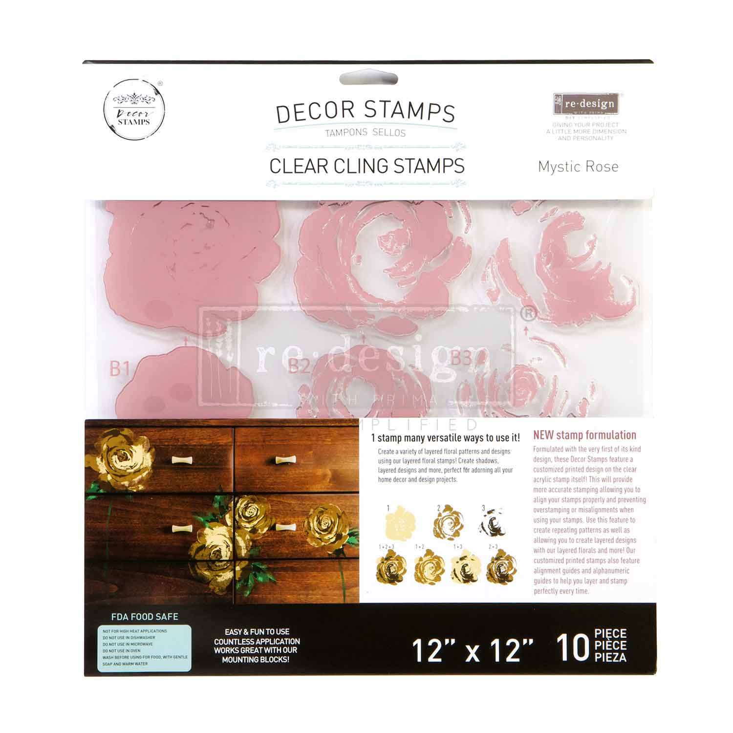 CLEARLY-ALIGNED DÉCOR STAMPS – Mystic Rose – 12×12 clear cling