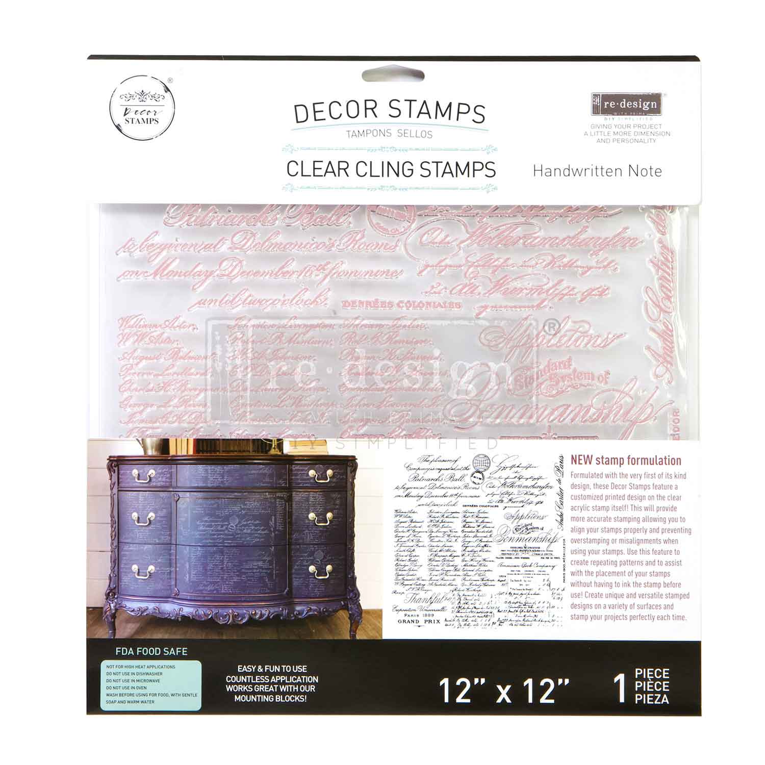 CLEARLY-ALIGNED DÉCOR STAMPS – Handwritten Note – 12×12 clear cling