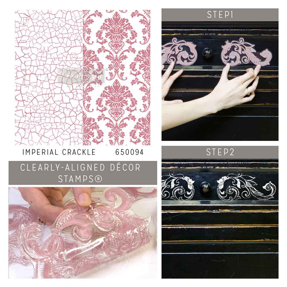 CLEARLY-ALIGNED DÉCOR STAMPS – Imperial Crackle – 12×12 clear cling
