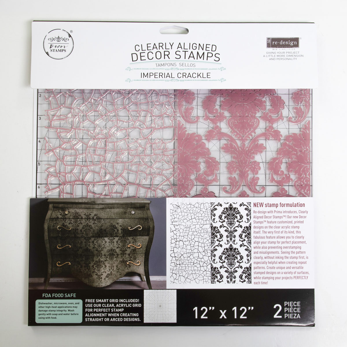 CLEARLY-ALIGNED DÉCOR STAMPS – Imperial Crackle – 12×12 clear cling