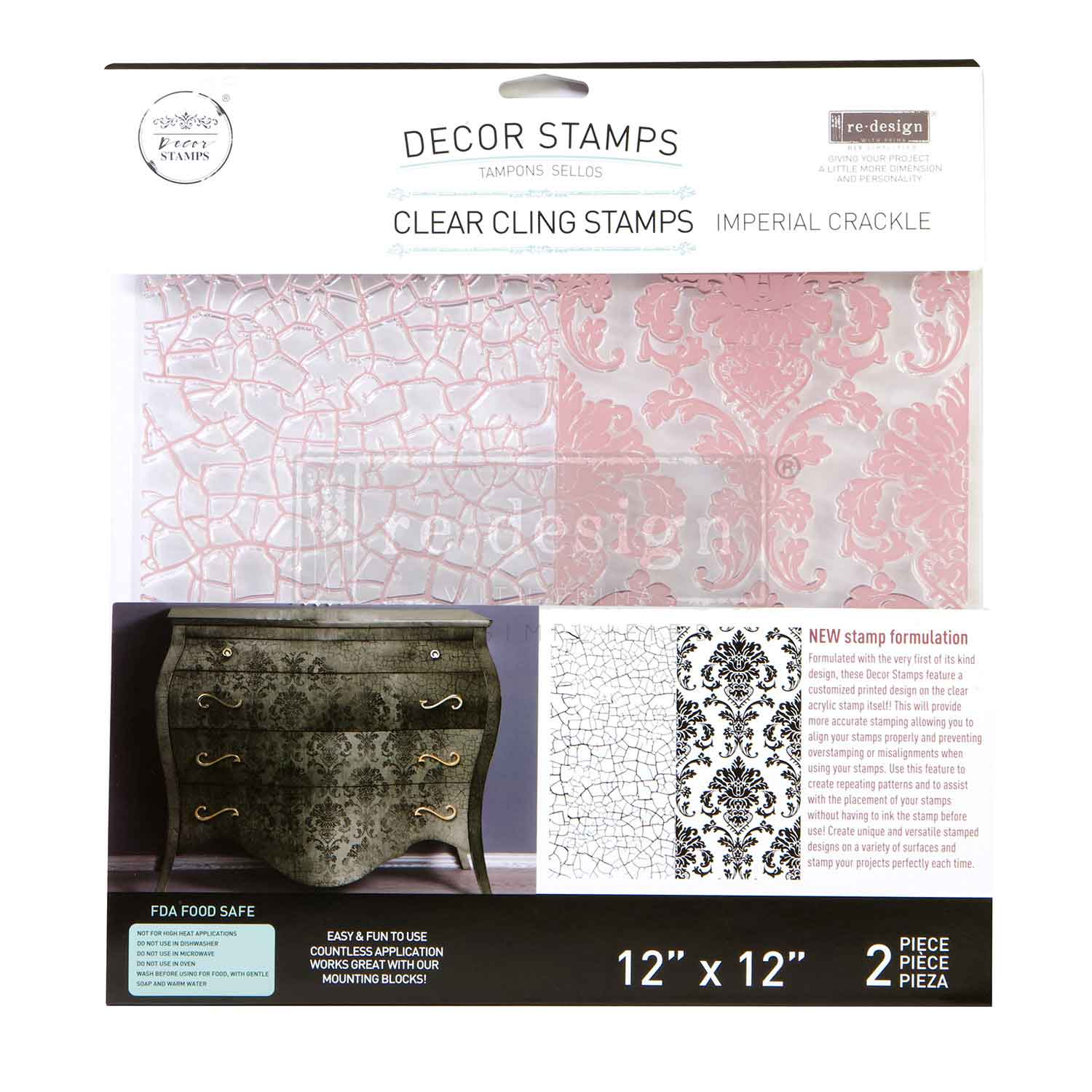 CLEARLY-ALIGNED DÉCOR STAMPS – Imperial Crackle – 12×12 clear cling