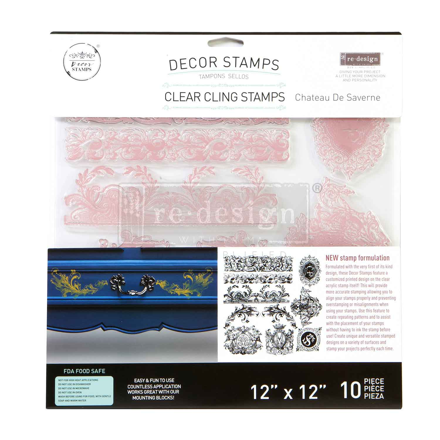 CLEARLY-ALIGNED DÉCOR STAMPS – Chateau De Saverne – 12×12 clear cling