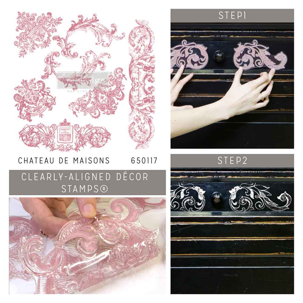 CLEARLY-ALIGNED DÉCOR STAMPS – Chateau De Maisons – 12×12 clear cling