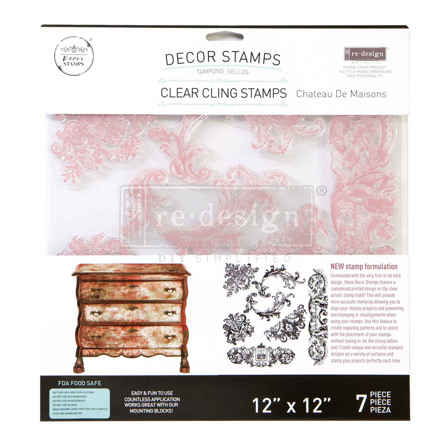 CLEARLY-ALIGNED DÉCOR STAMPS – Chateau De Maisons – 12×12 clear cling