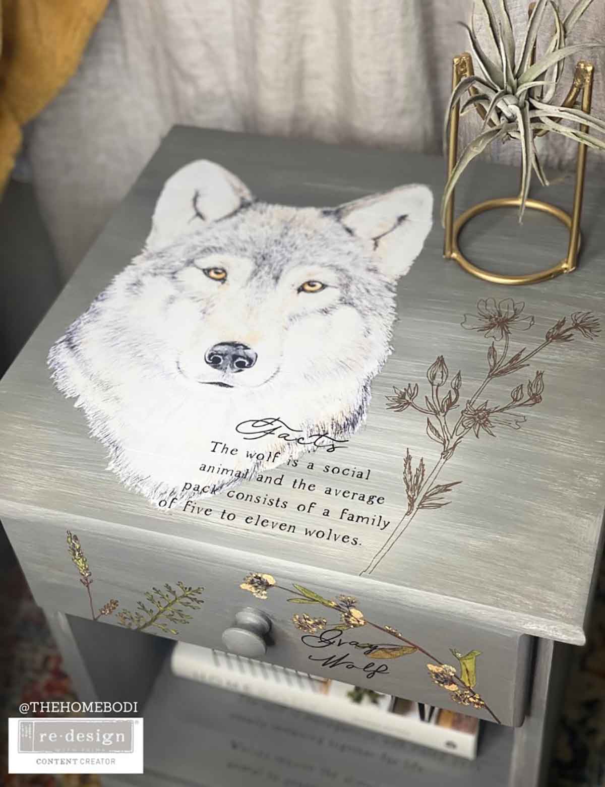 Redesign Decor Transfers® – Gray Wolf – total sheet size 24″x35″, cut into 3 sheets