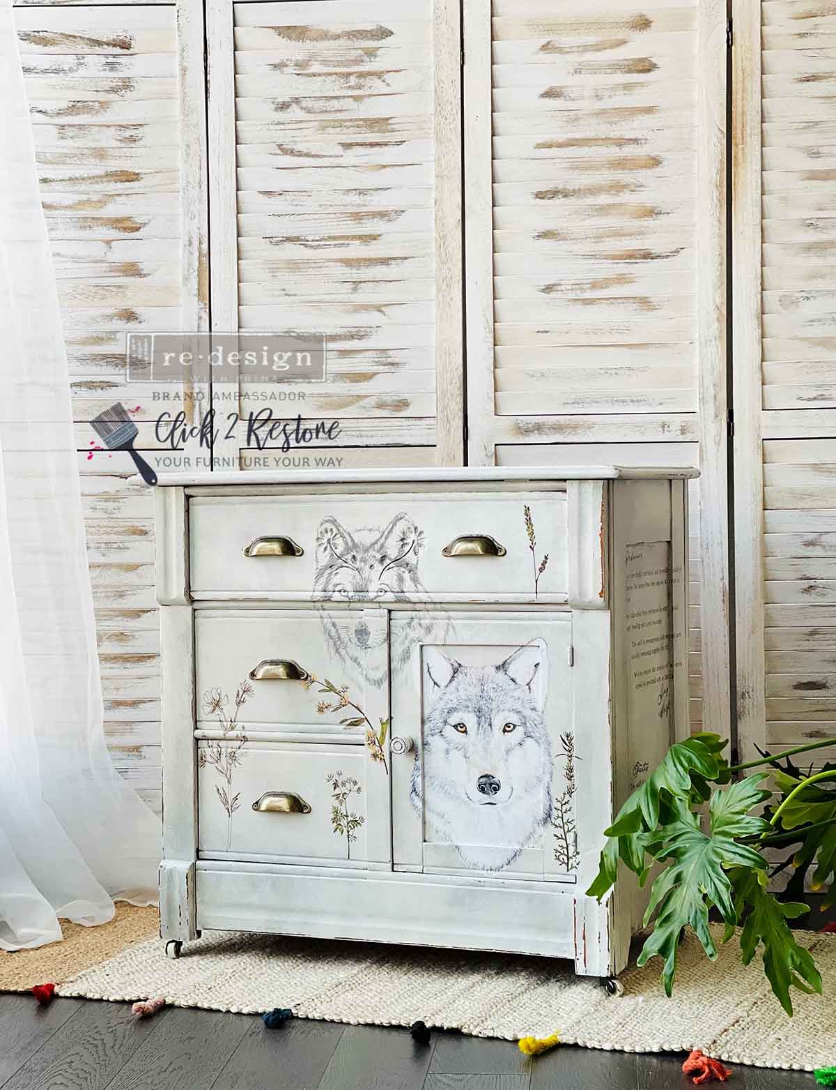 Redesign Decor Transfers® – Gray Wolf – total sheet size 24″x35″, cut into 3 sheets