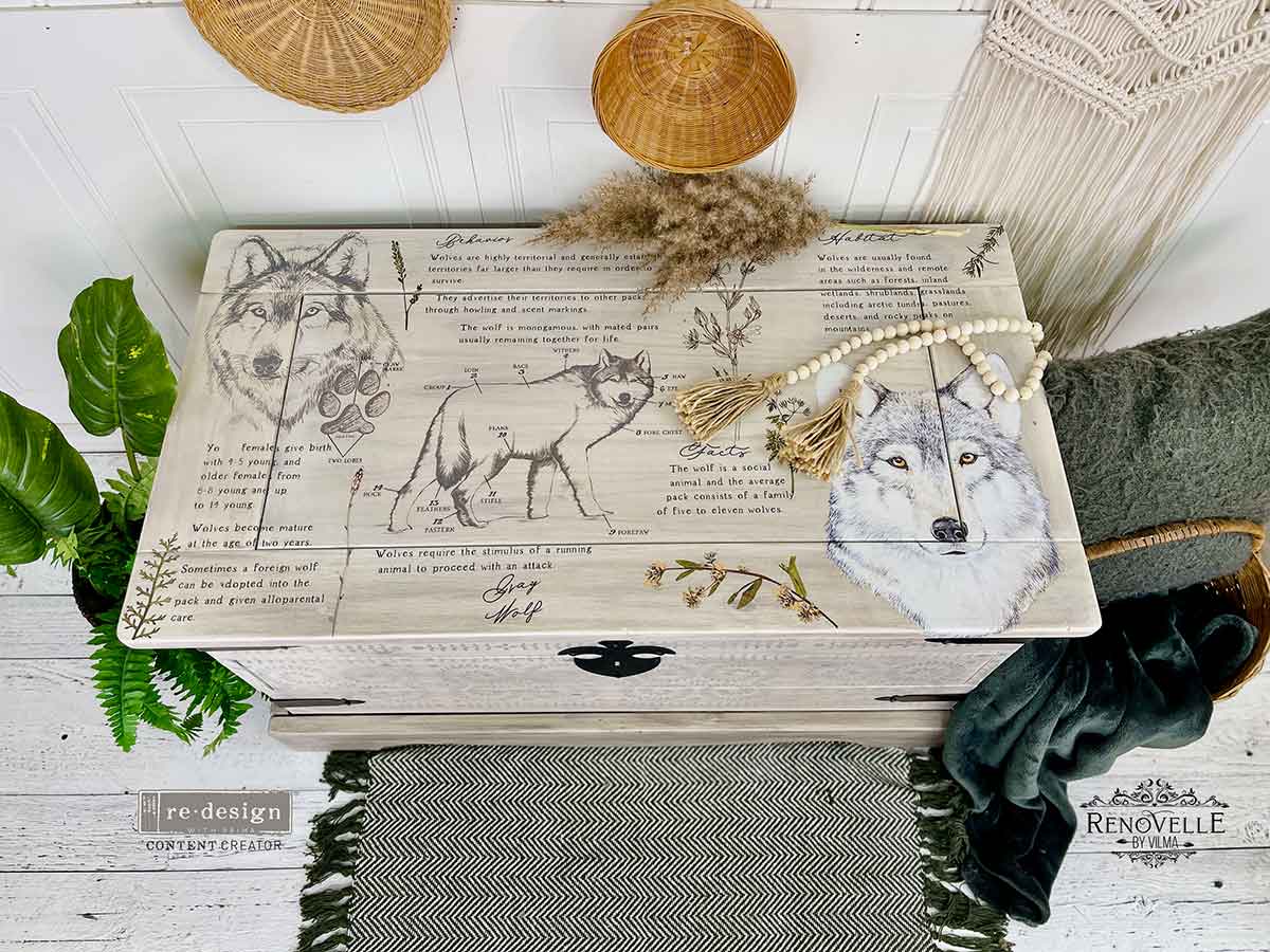 Redesign Decor Transfers® – Gray Wolf – total sheet size 24″x35″, cut into 3 sheets