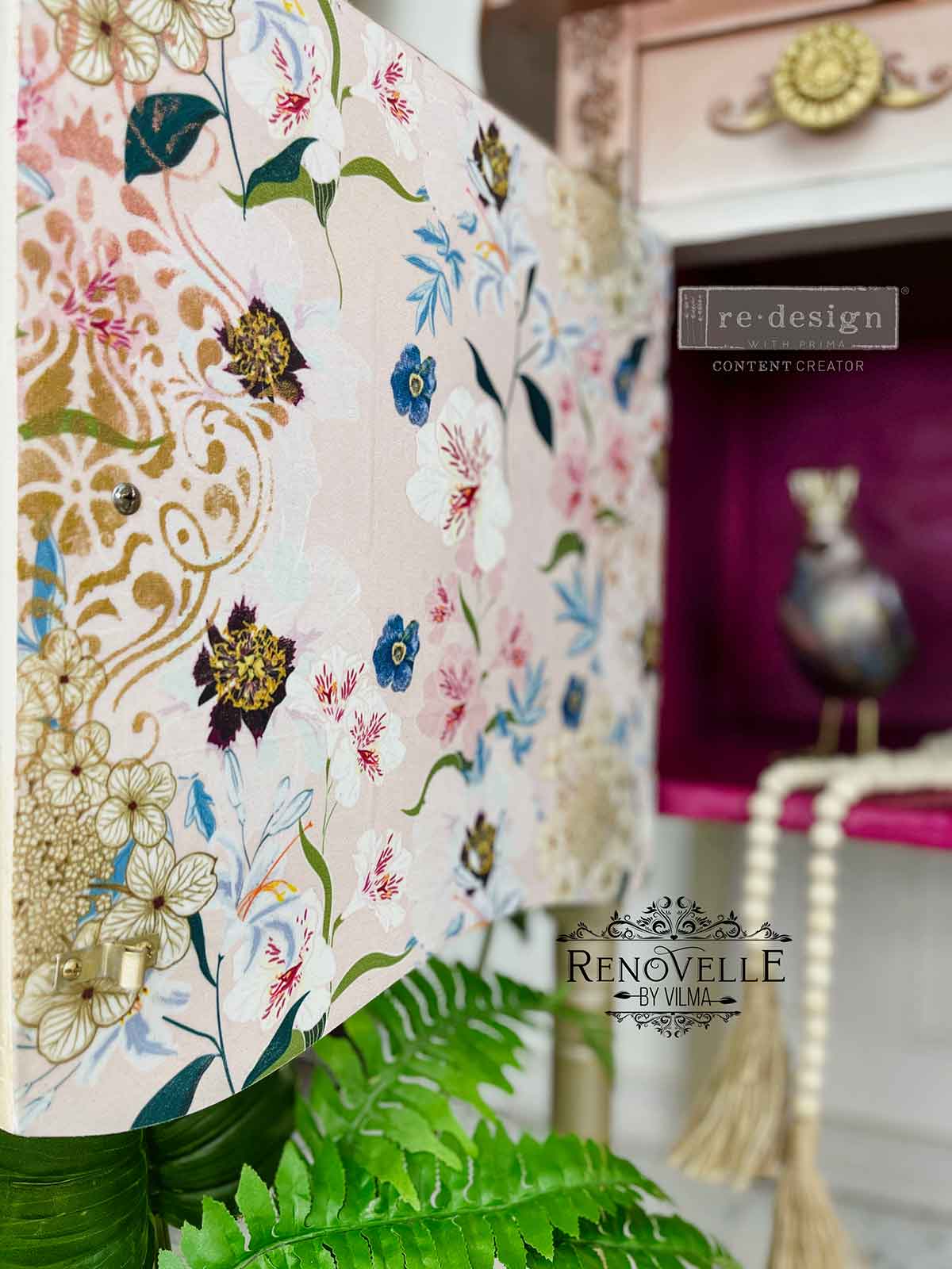 Redesign Decoupage Décor Tissue Paper – Blush Floral – 1 sheet, 19″x30″