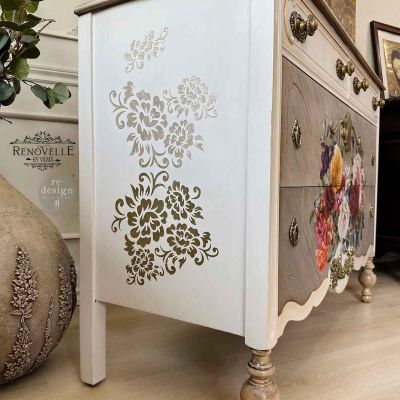 Redesign Stencil – CECE Floral Matrix 18×25.5 – sheet size 18″x25.5″, design size 15.9″x21.3″- Laser cut on 16 mil Mylar