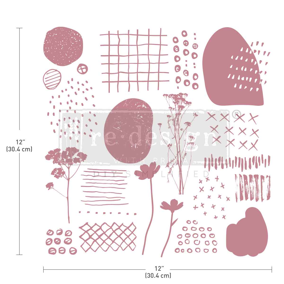 Redesign Decor Stamp – Abstract Scribbles – 12″x12″ (19 pcs)