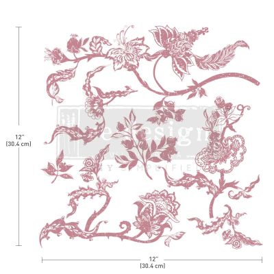 Redesign Decor Stamp – Distressed Floral Prints – 12″x12″ (7 pcs)