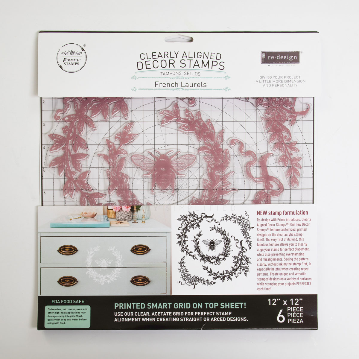 Redesign Decor Stamp – French Laurels – 12″x12″ (6 pcs)
