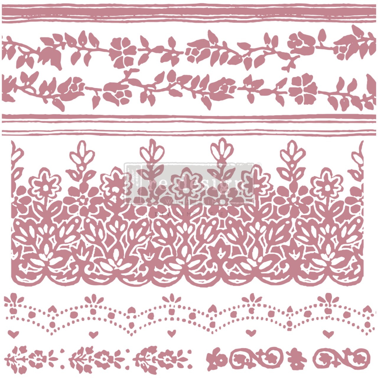Redesign Decor Stamp – Floral Borders – 12″x12″ (7 pcs)