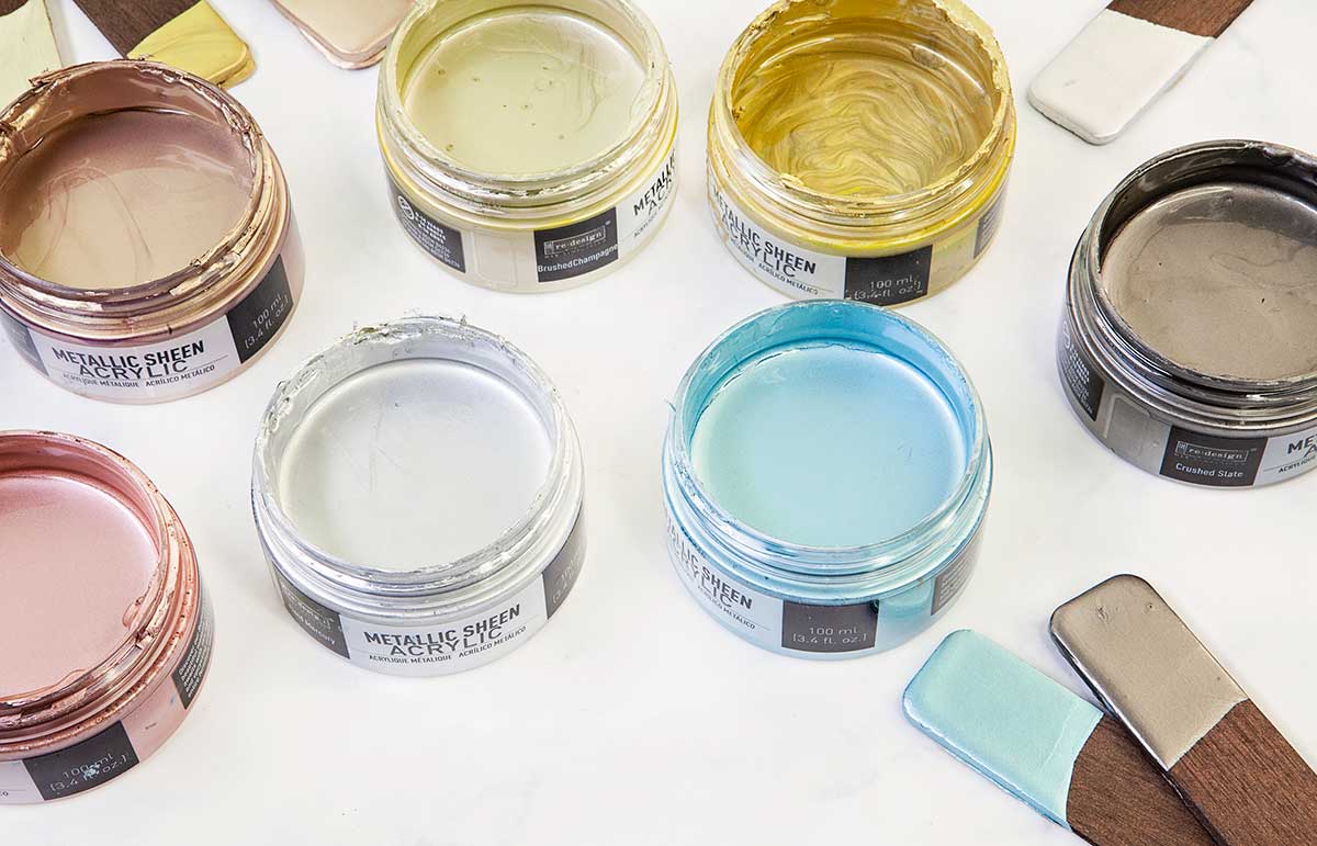 Redesign Acrylic Paint Metallic Sheen- Crushed Slate – 1 jar, 100 ml (3.4 fl oz)