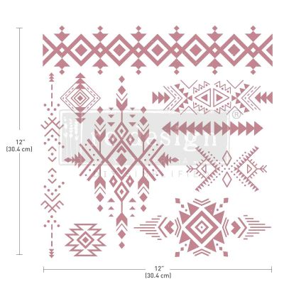 Decor Stamp – Tribal Prints – 12″x12″ sheet size, total 9 pcs