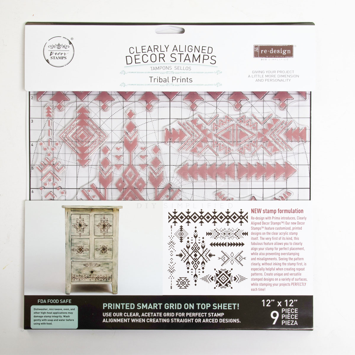 Decor Stamp – Tribal Prints – 12″x12″ sheet size, total 9 pcs