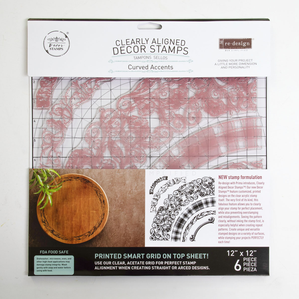 Decor Stamp – Curved Accents – 12″x12″ sheet size, total 6 pcs