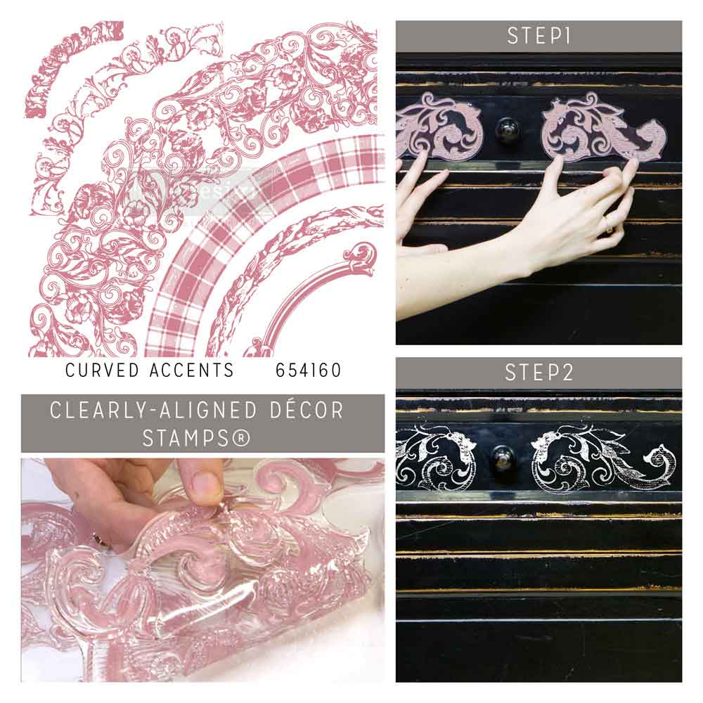 Decor Stamp – Curved Accents – 12″x12″ sheet size, total 6 pcs