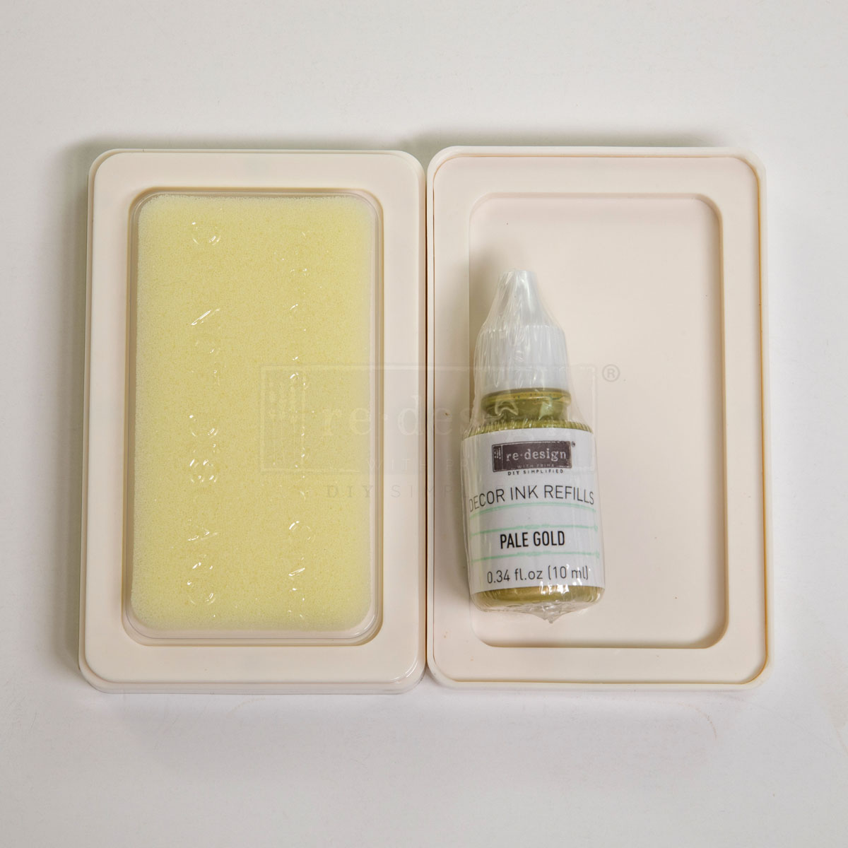 Décor Ink Pad – Pale Gold – 1 magnetic case + dry ink pad + 10ml ink bottle