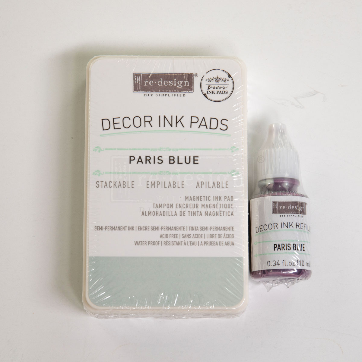 Décor Ink Pad – Paris Blue – 1 magnetic case + dry ink pad + 10ml ink bottle