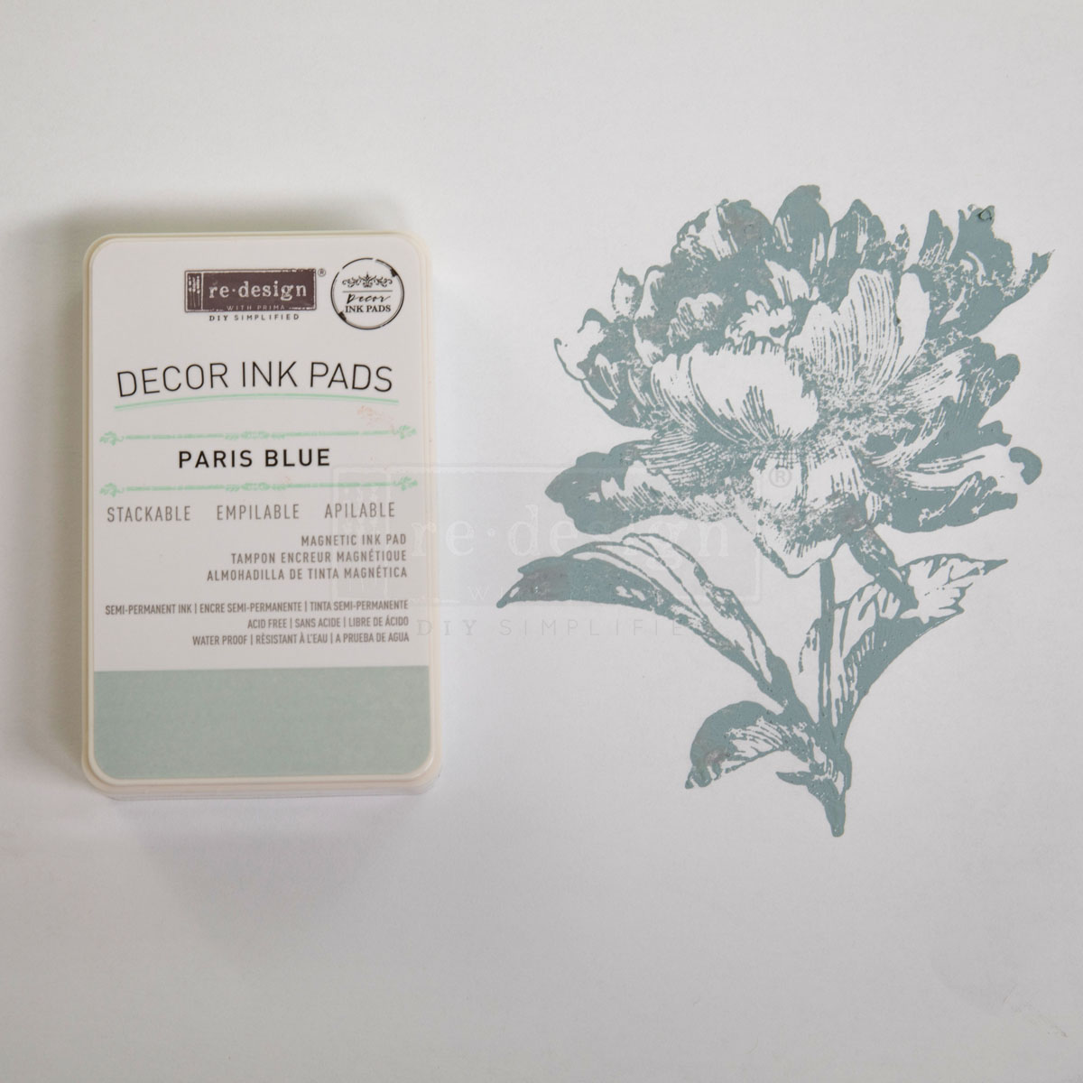 Décor Ink Pad – Paris Blue – 1 magnetic case + dry ink pad + 10ml ink bottle