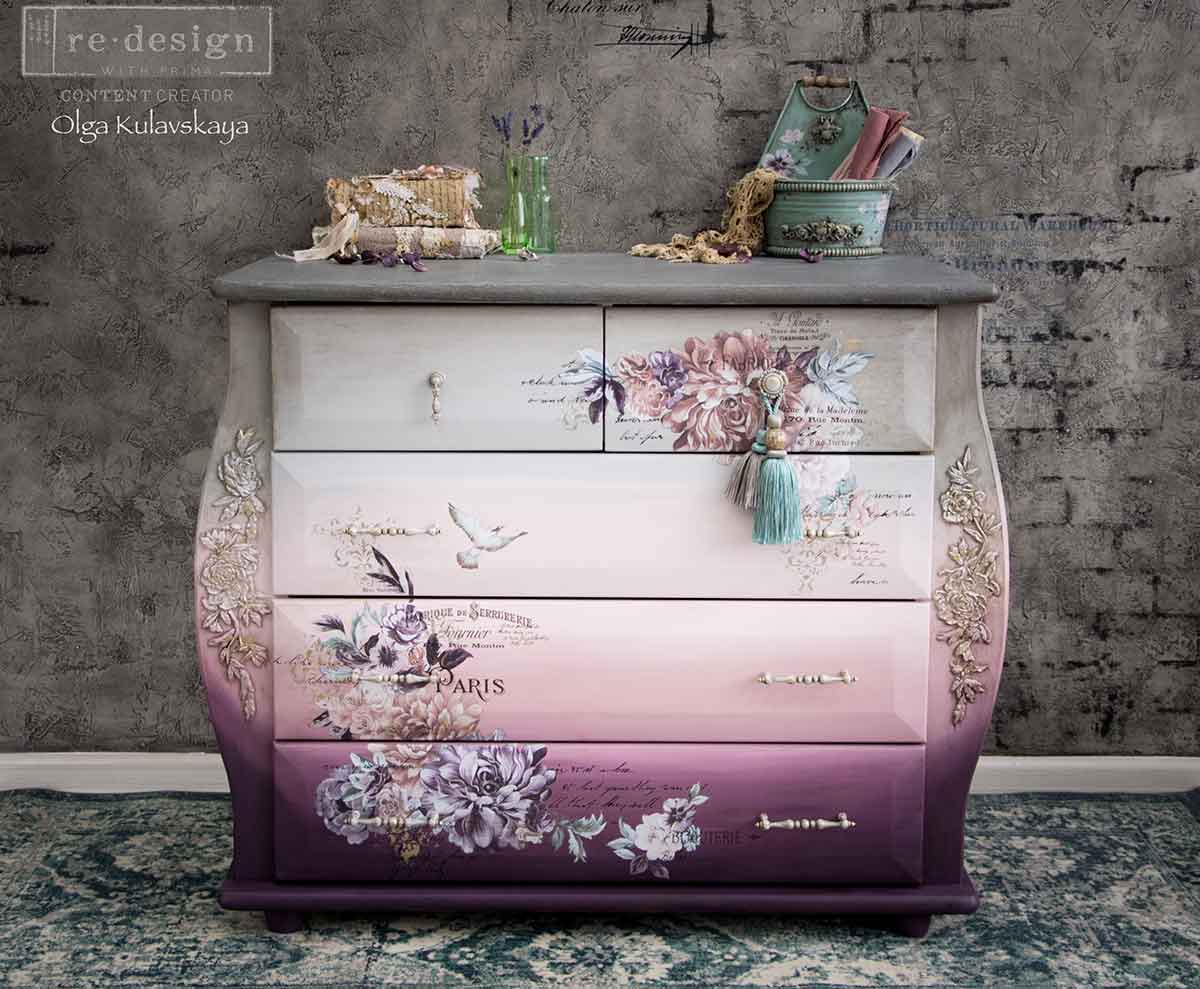 Redesign Decor Transfers® – Burgundy Rose Garden – Total Sheet Size 24X35, Cut Into 3 Sheets