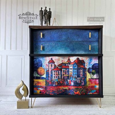A1 Decoupage Fiber – Village In Color – 1 sheet, A1 size