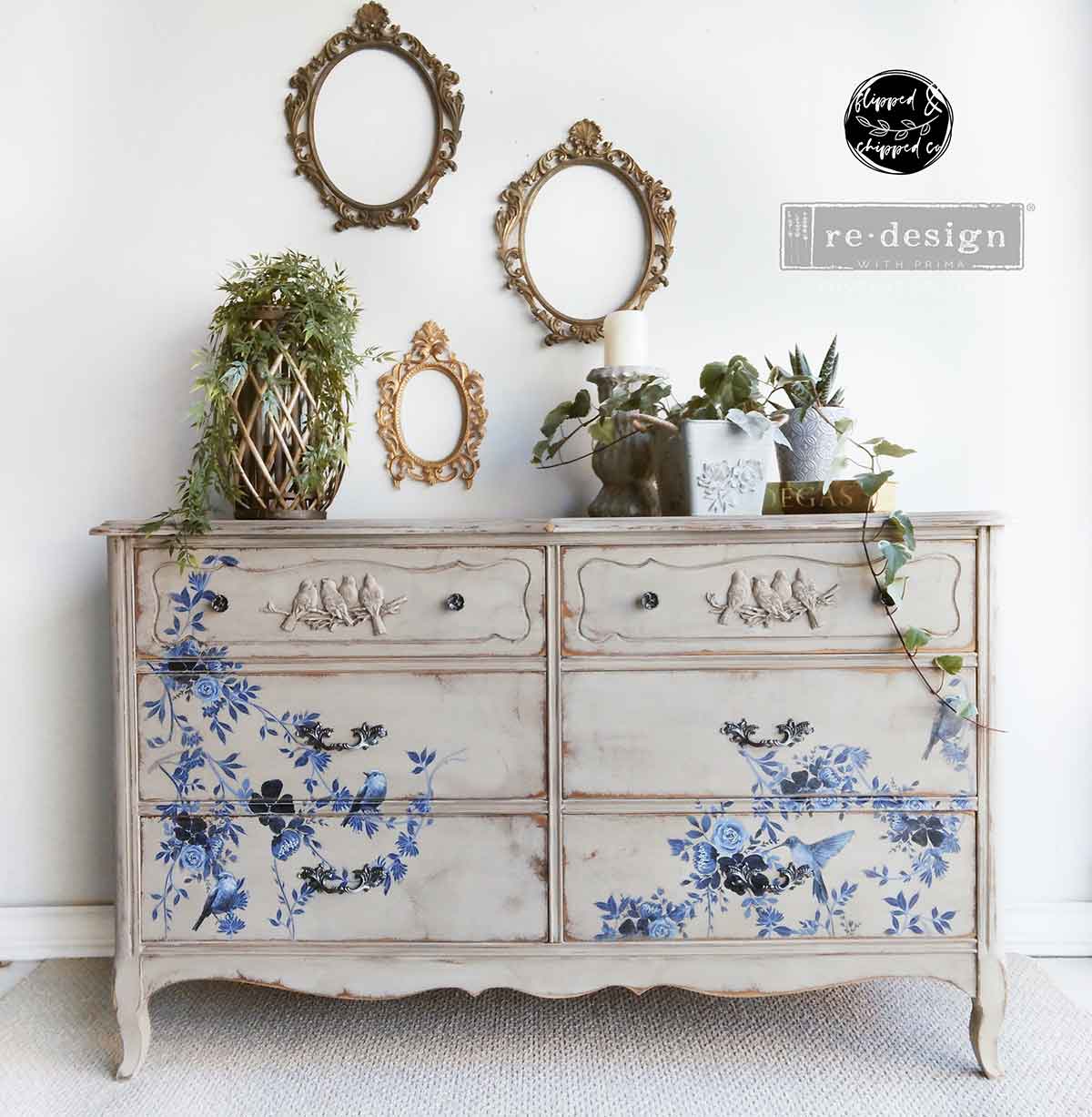 Decor Transfers® 24×35 – Pretty In Blue – total sheet size 24″x35″, cut into 2 sheets