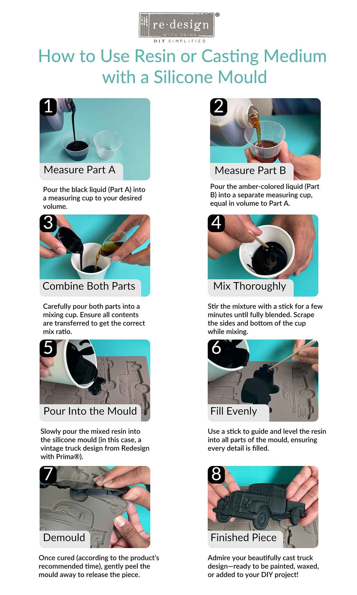 Amazing Casting Resin – Includes Parts A & B; 8 Fl Oz / Total 16 Fl Oz + 2 sticks + 3 cups *NO DISCOUNT