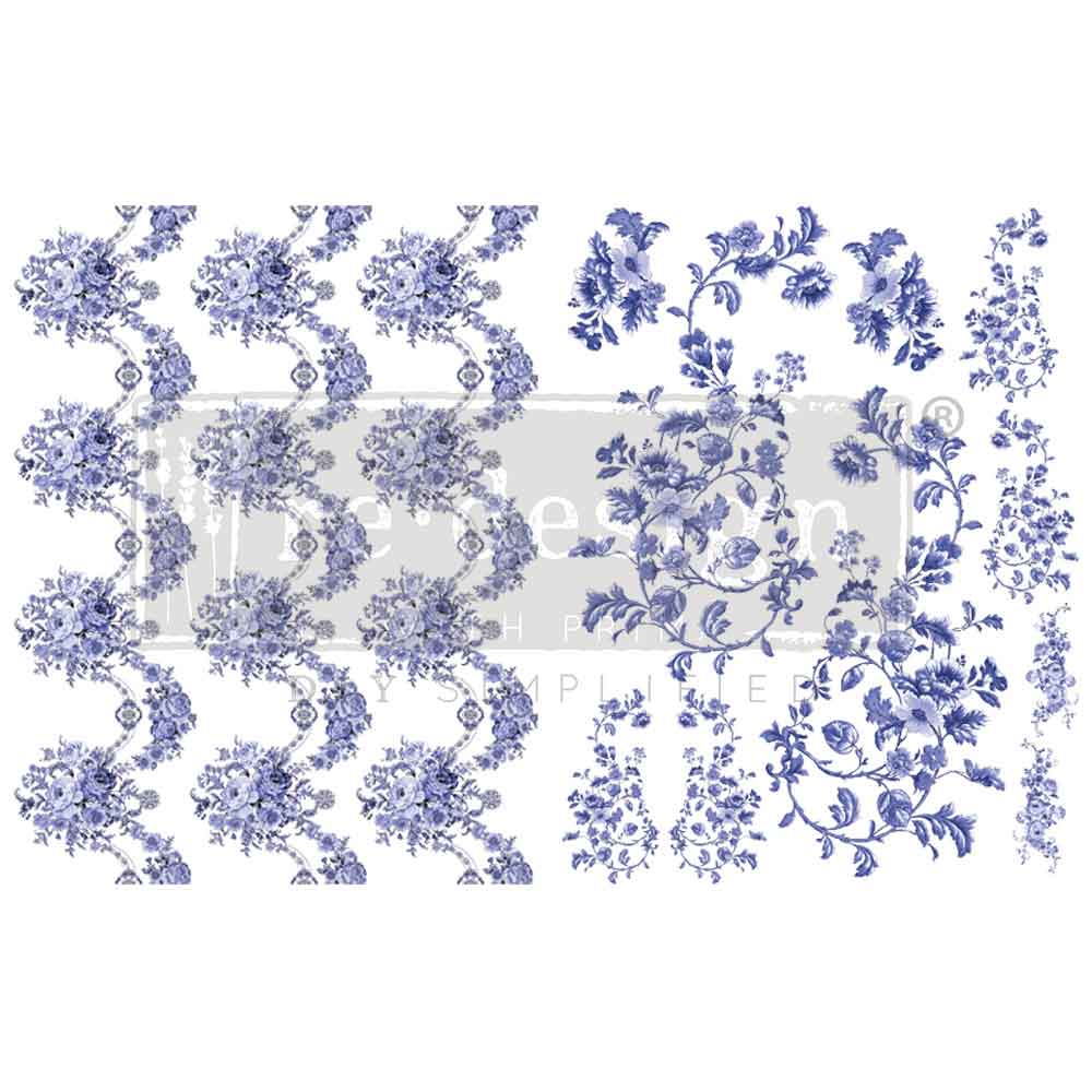 H2O Transfers – Azure Florals Ii – 2 sheets, 8.5″x11″