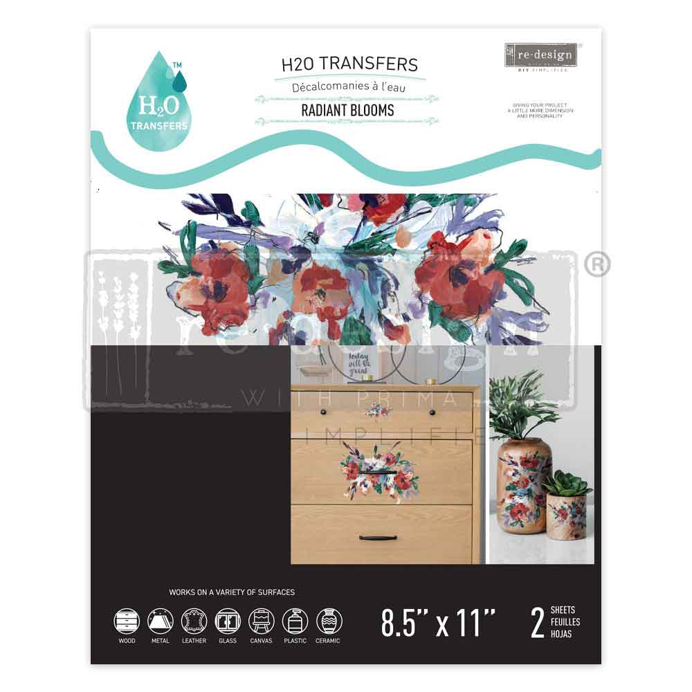 H2O Transfers – Radiant Blooms – 2 sheets, 8.5″x11″