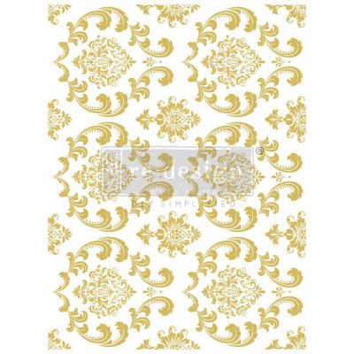 Decor Transfers® Gold Foil Kacha – House of Damask – total sheet size 18″x24″, cut into 2 sheets