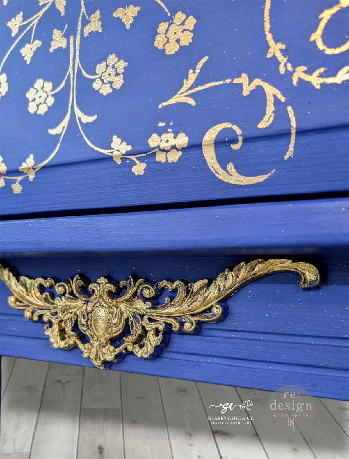 Decor Transfers® Gold Foil Kacha – Manor Swirls – total sheet size 18″x24″, cut into 2 sheets