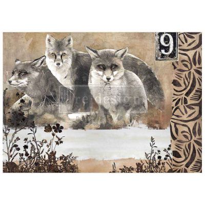 A1 Decoupage Fiber – Calm Foxes – 1 sheet, A1 size