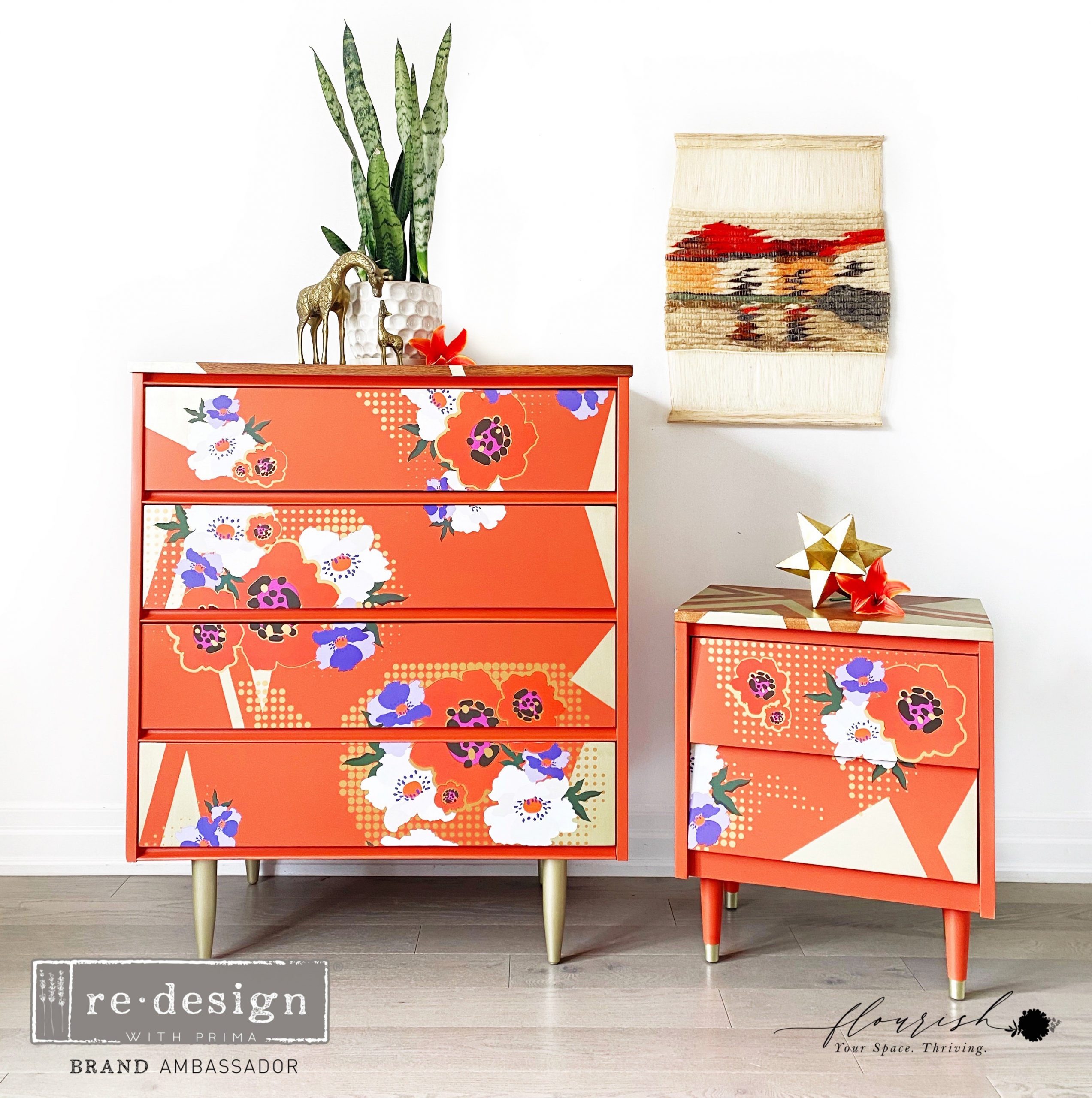 Redesign Decor Transfers® – CECE Modernist Floral – Total sheet size 24″x35″, cut into 2 sheets