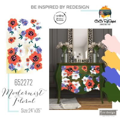 Redesign Decor Transfers® – CECE Modernist Floral – Total sheet size 24″x35″, cut into 2 sheets
