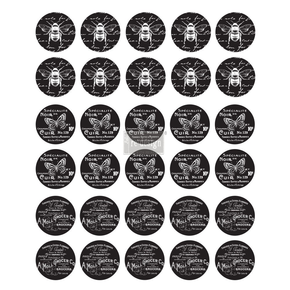 Redesign Knob Transfer - French Noir  8.5"X10.5" Sheet size