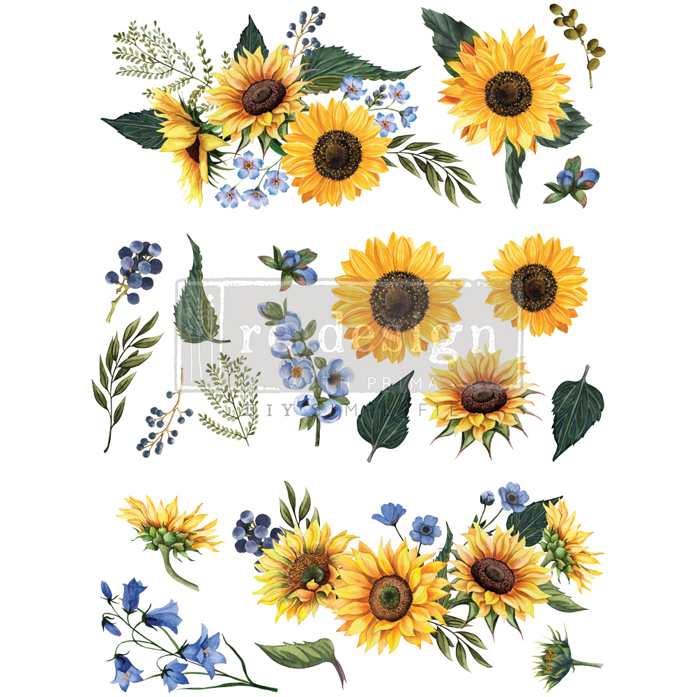 Redesign Decor Transfers® – Sunflower Fields – 3 sheets, design size 22″ X 30″